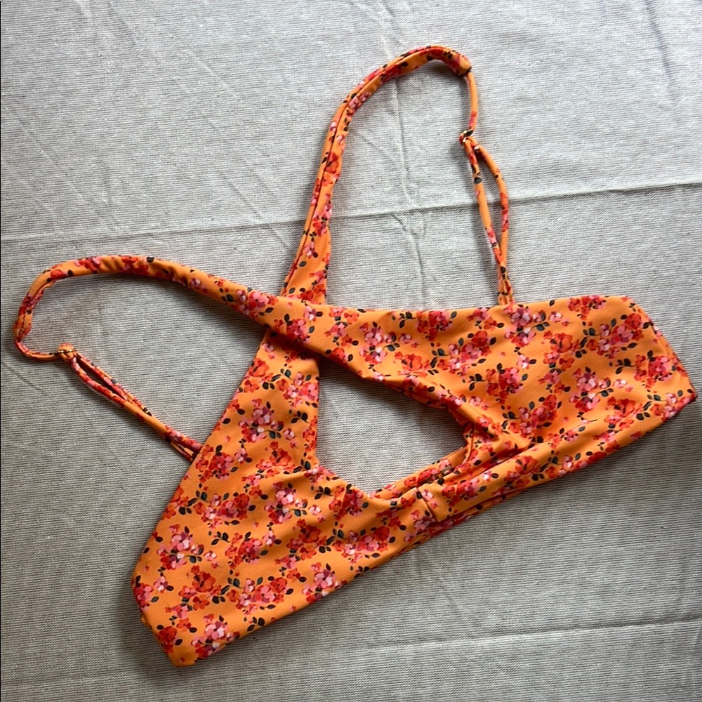 SKATIE Jasmine Floral Orange Bikini Top (L)
